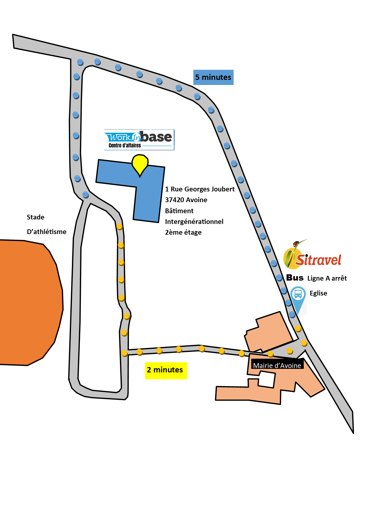 Plan d'accès centre d'affaires Avoine Work in Base